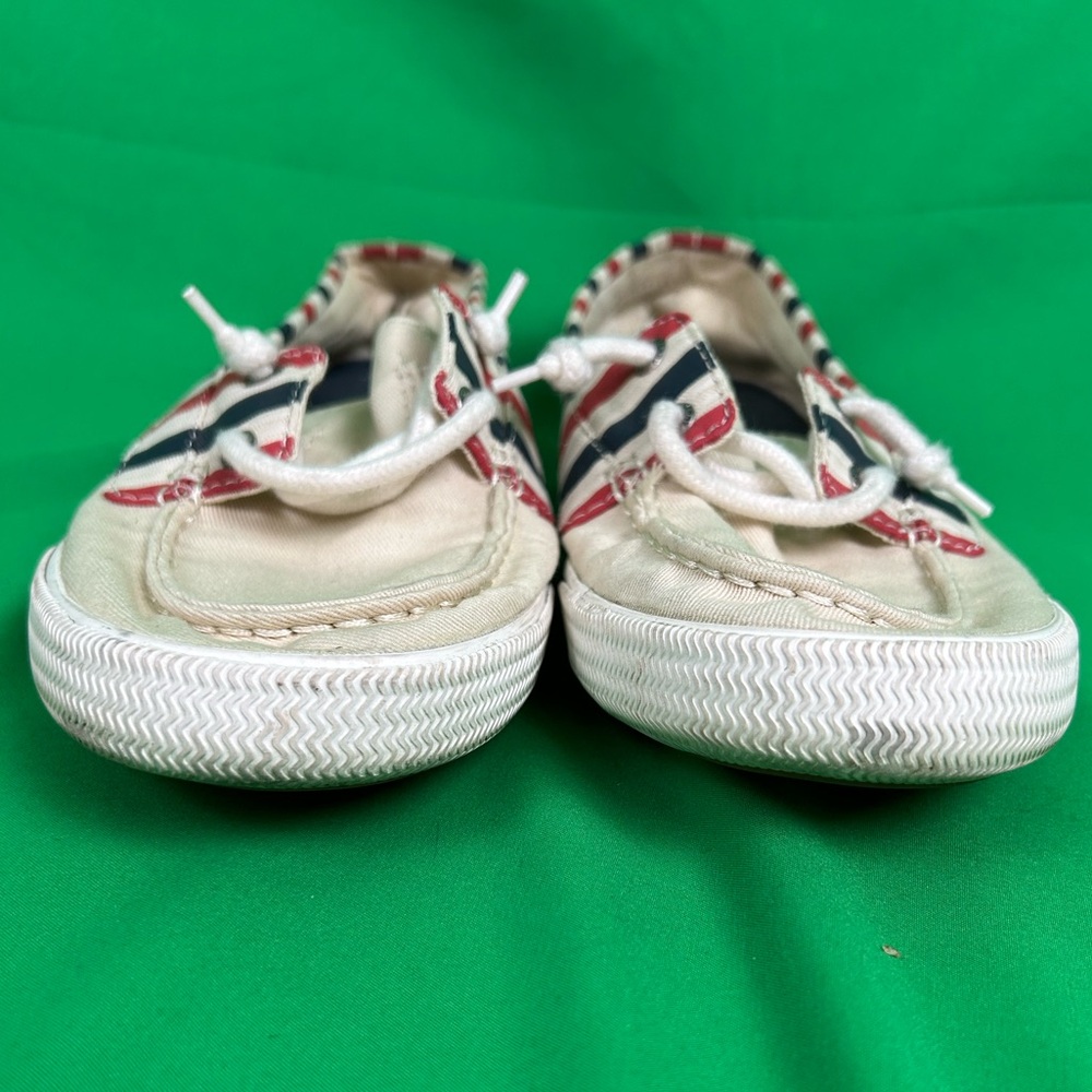 EUC Sperry Women’s White Boat Shoes with Blue and Red Trim. Size 9.5 - Picture 7 of 7